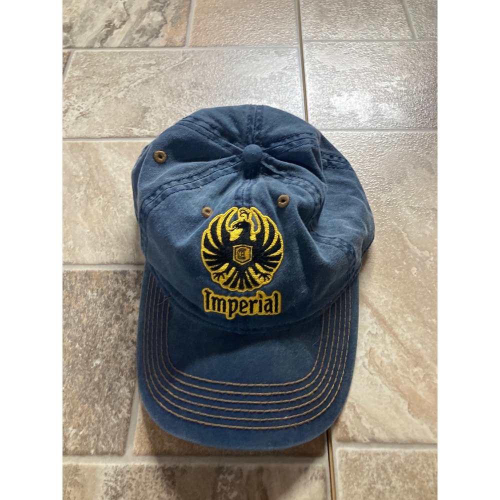 Imperial Embroidered Eagle Baseball Cap Blue Washed Cotton Adjustable‎ Strap